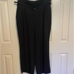 Express Wide Leg High Waisted Paper Bag Pants, Black, Size 18